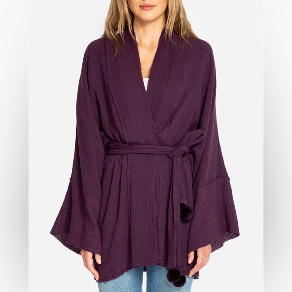 ✨SALE💕Johnny Was CALME DOUBLE GAUZE KIMONO XS/S (no belt) Purple Cotton